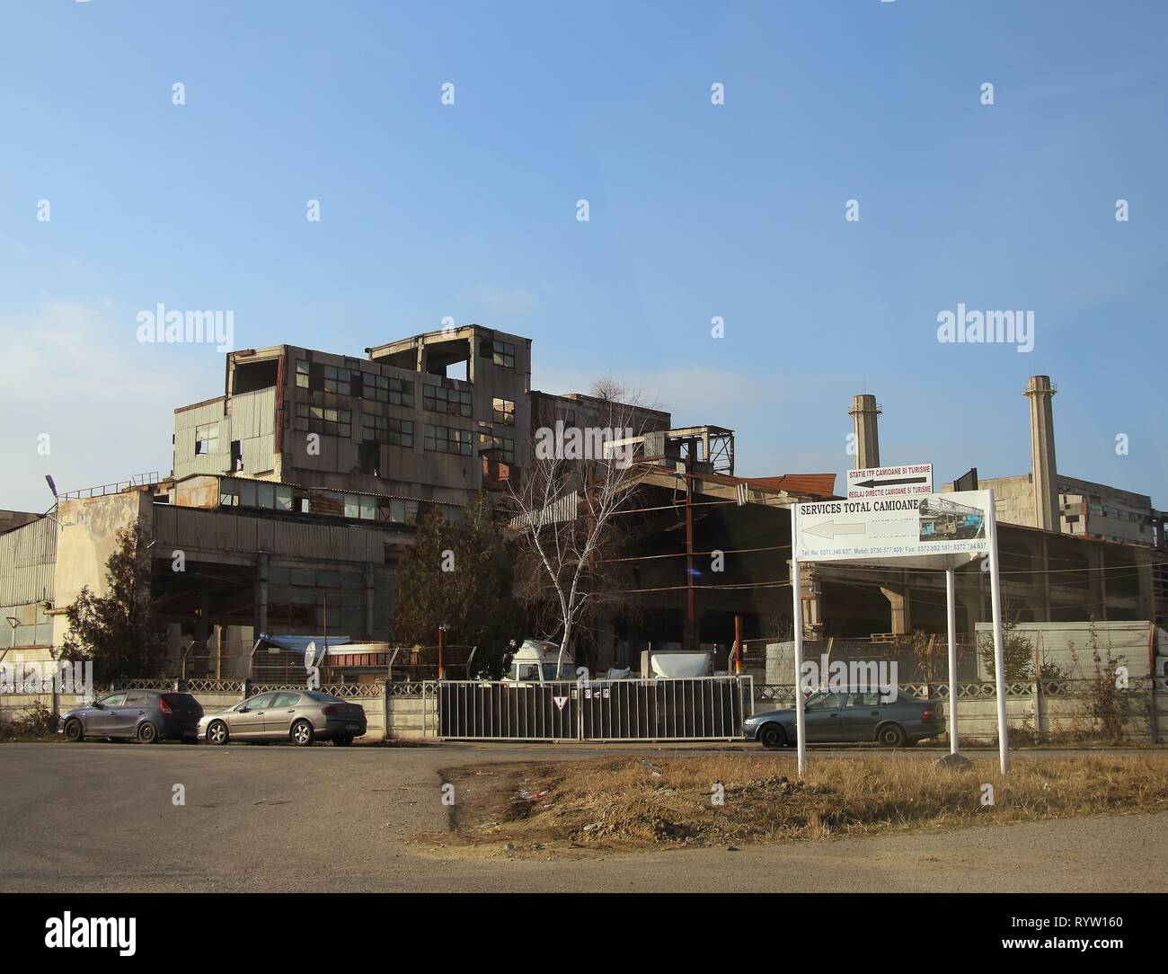 Ploiesti, Romania - December 16, 2016: Abandoned industrial halls in Bucov, near Ploiesti, Romania. Stock Photo