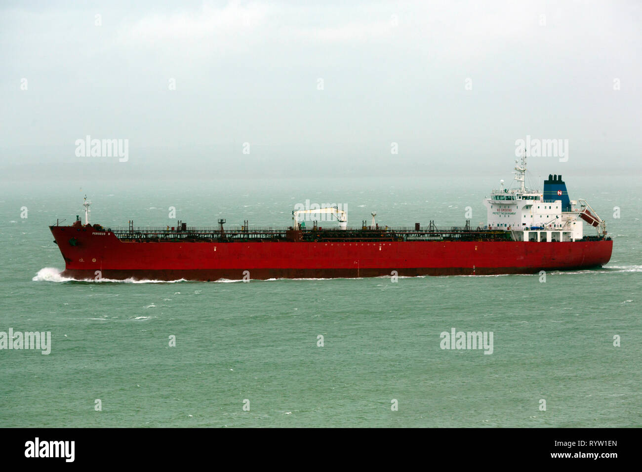 Oil,Chemical,Tanker,Perseus N, Registered, Monrovia, The Solent, Fawley,Oil,Refinery, Southampton, Cowes, Isle of Wight, Hampshire, England, UK, Stock Photo