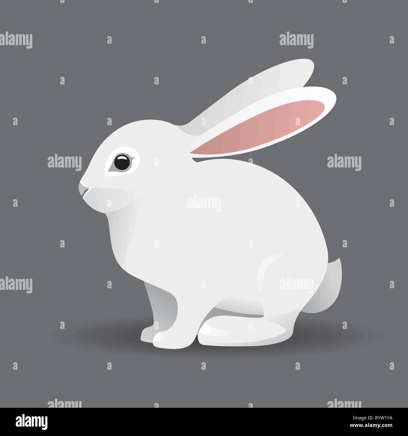 Cute White bunny Rabbit Cartoon Vector Illustration Stock Vector