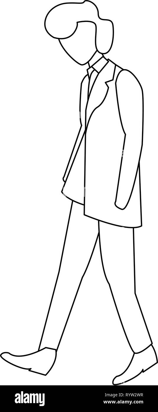 man standing linear design on white background vector illustration ...