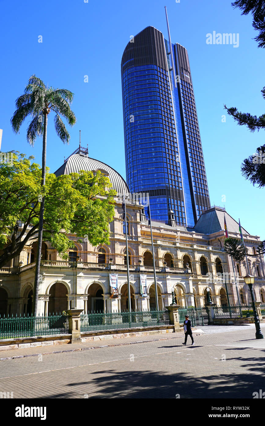 BRISBANE, AUSTRALIA -21 JUL 2018- View of the campus of Queensland University of Technology (QUT), founded in 1849, is one of the top research univers Stock Photo