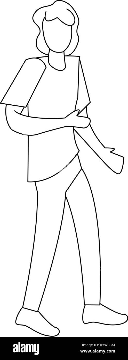 man standing linear design on white background vector illustration ...