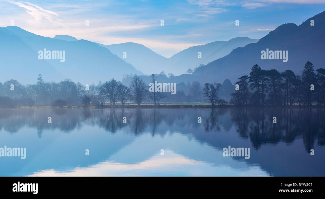 Early morning Ullswater near Glenridding Lake District England Stock Photo