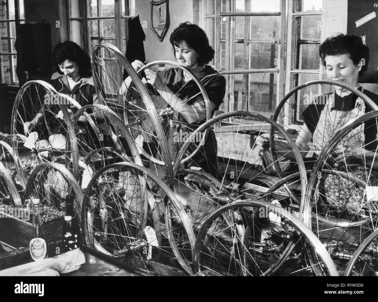 transport / transportation, bicycles, bicycle factory, Elite Diamant manufactory, Karl-Marx-Stadt, (Karl Marx City), (today: Chemnitz), East-Germany, GDR, 14.4.1961, Additional-Rights-Clearance-Info-Not-Available Stock Photo