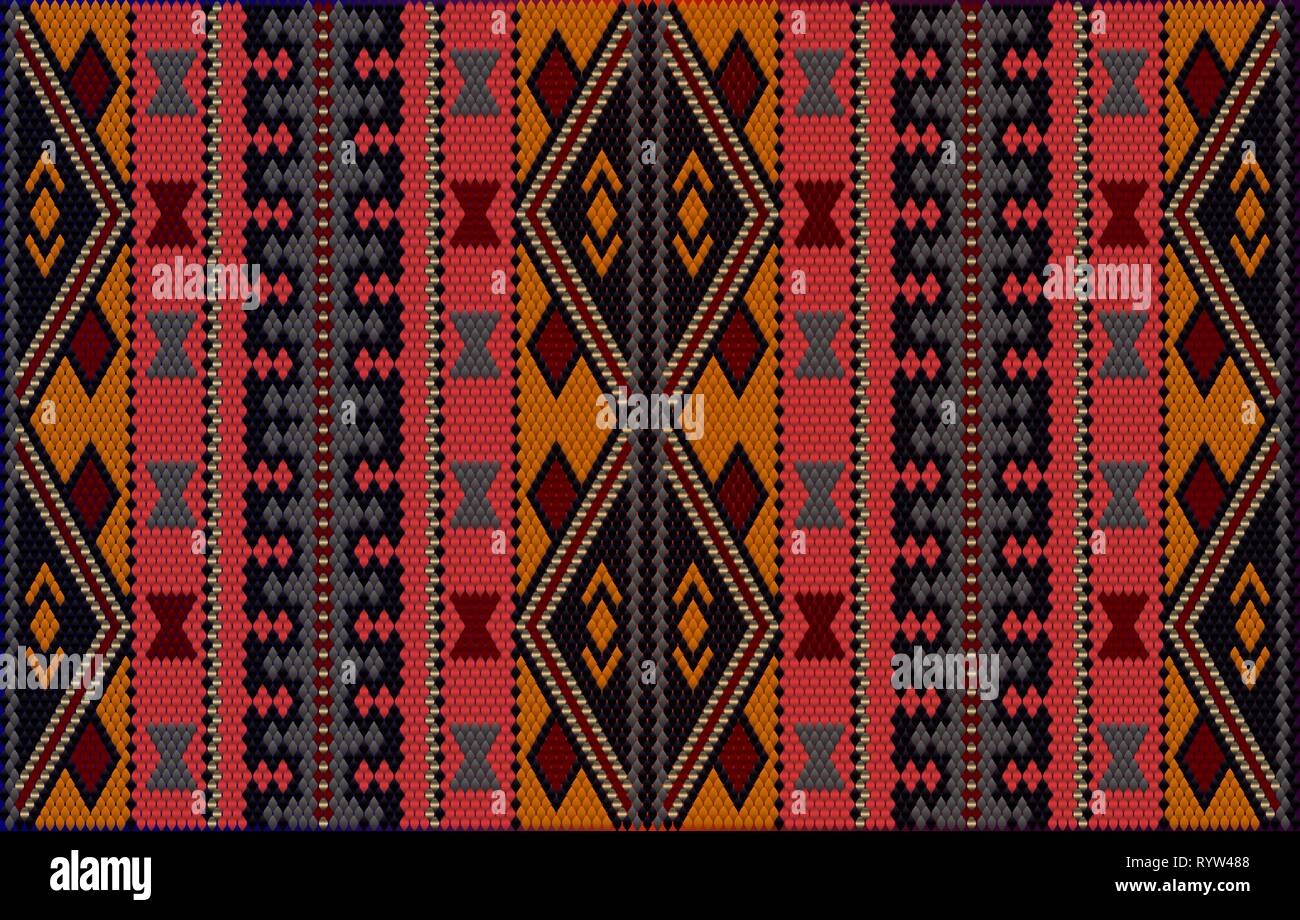 Al Sadu weaving is a traditional embroidery form of weaving that is hand woven by Bedouin women. Stock Vector