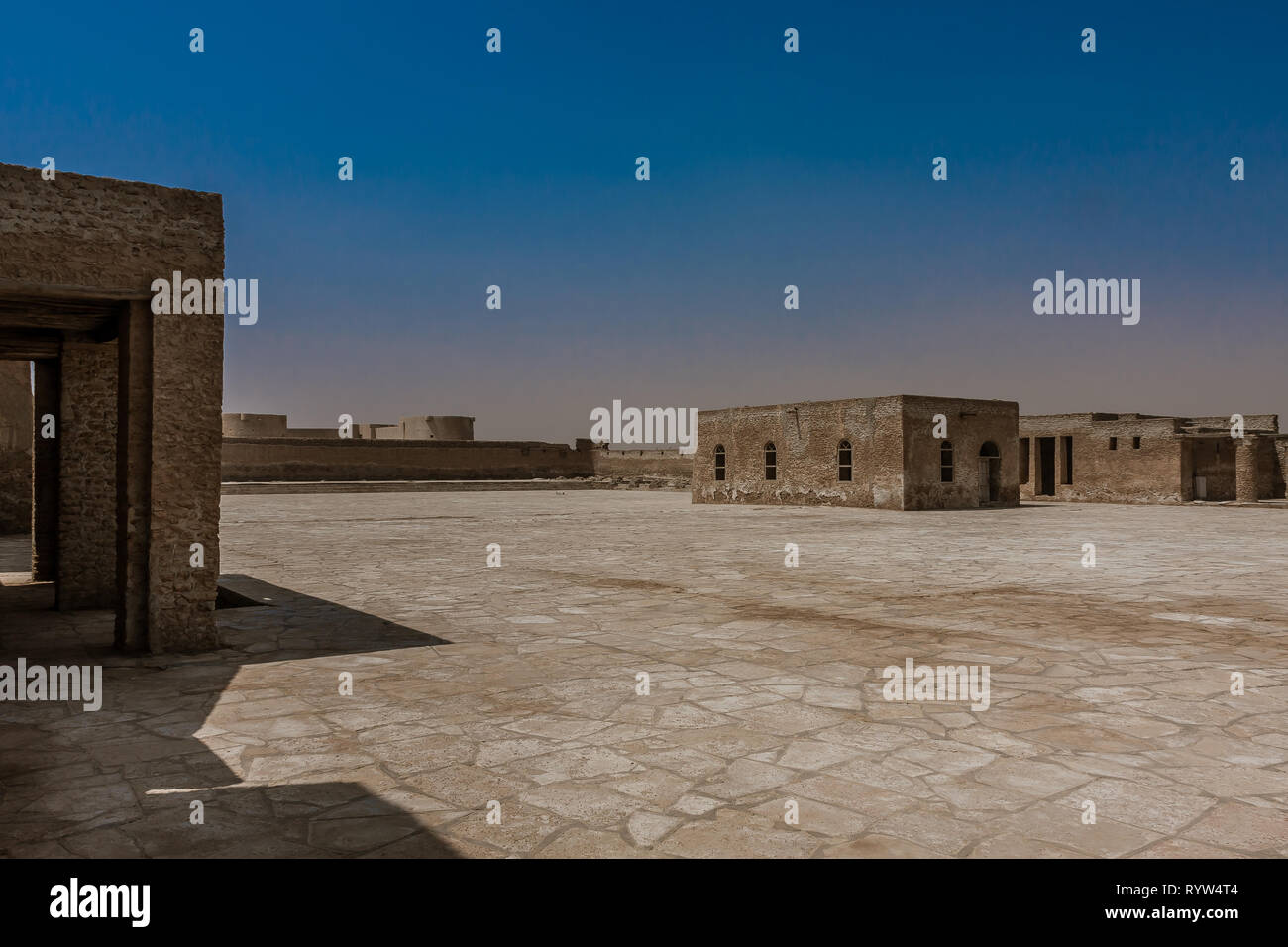 An inner courtyard of Aqeer Castle, Saudi Arabia Stock Photo