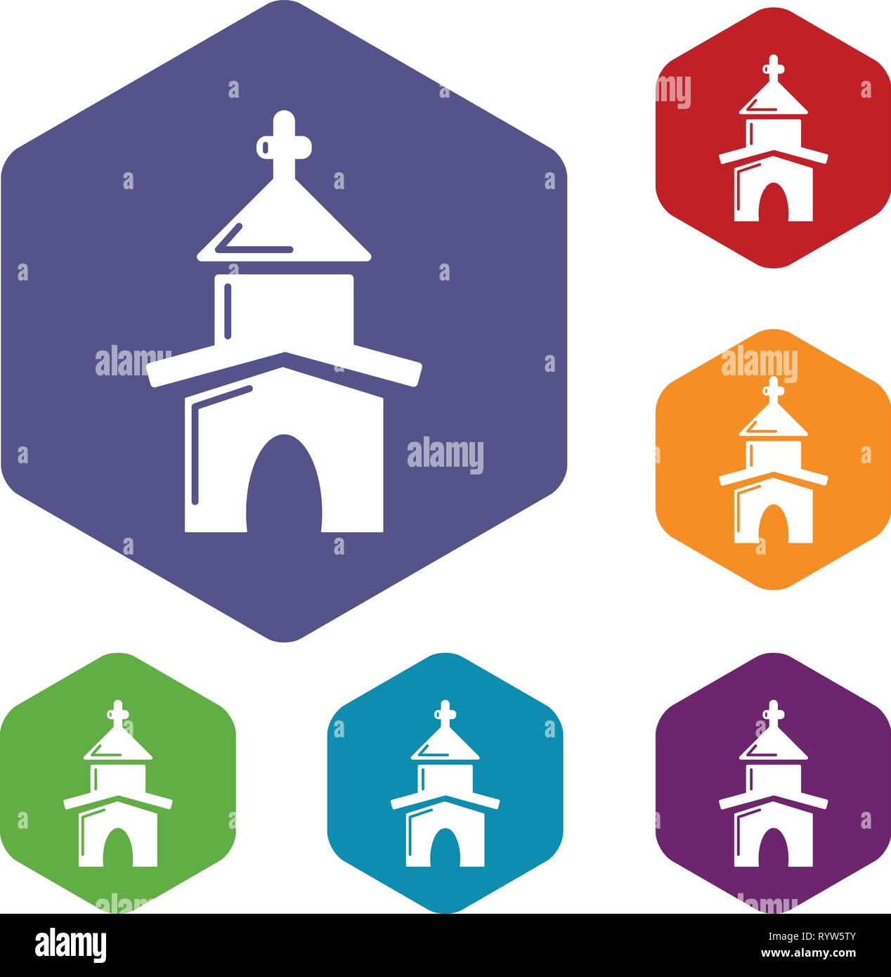Church icons vector hexahedron Stock Vector