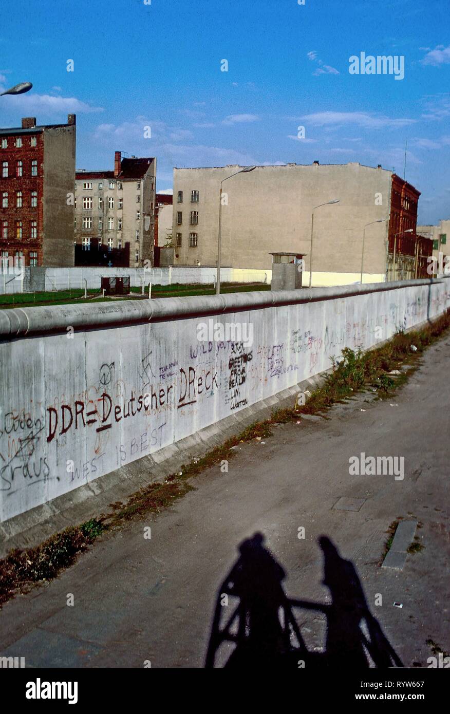 The Wall seen from West-Berlin, 1984. Stock Photo