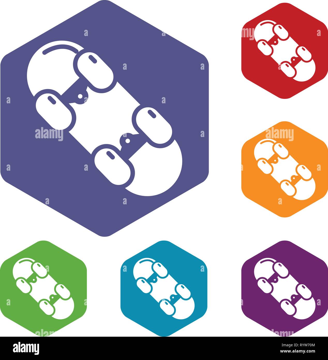 Skateboard icons vector hexahedron Stock Vector