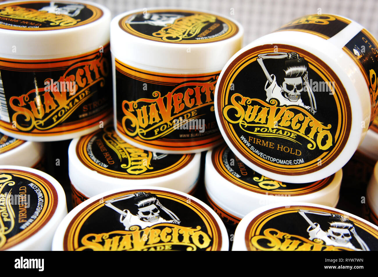 trendy barbershop styling. gel for male styling - SuaVecito. SuaVecito  pomade strong firme hold Stock Photo - Alamy
