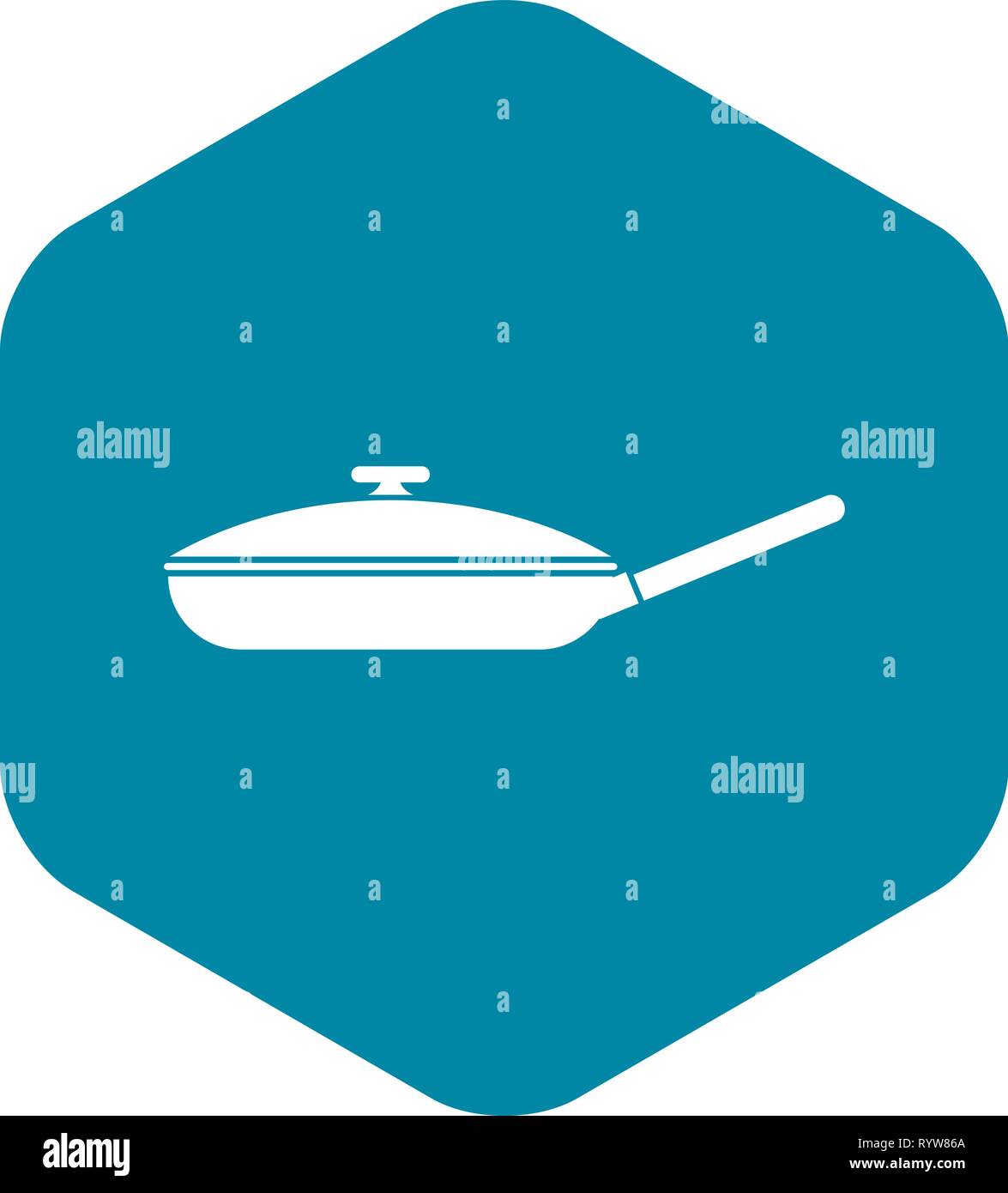 Black frying pan icon, simple style Stock Vector