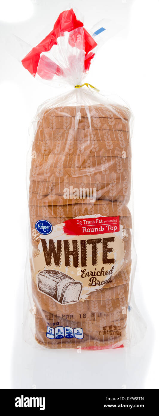 Winneconne, WI 10 March 2019 A loaf of Kroger white enriched bread