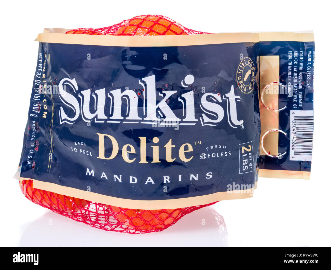Winneconne, WI - 10 March 2019: A package of Sunkist Delite mandarins on an isolated background Stock Photo