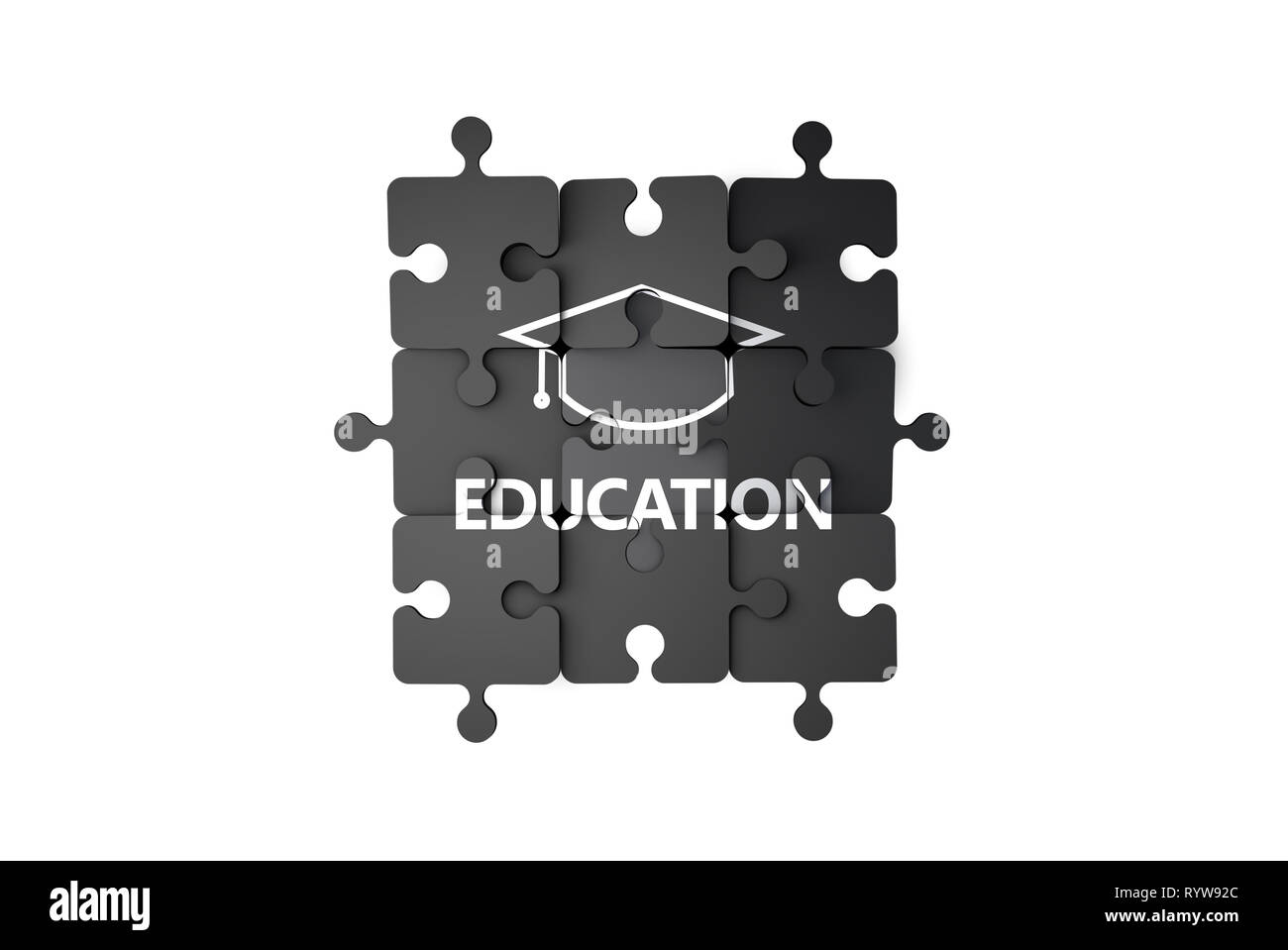 Education and studying images and text concept on puzzle pieces ...