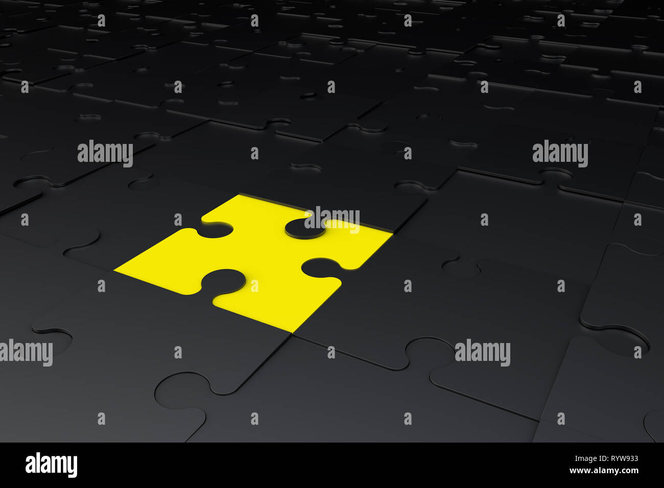 3d illustration and rendering of dark black jigsaw puzzle pieces with ...