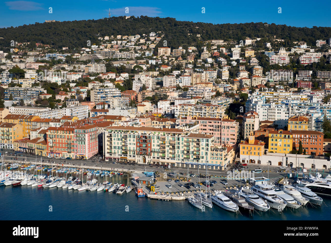 Old town of Nice with the Port Lympia, France Stock Photo