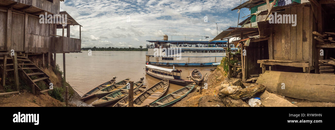 Amazon River, Peru - December 04 , 2018: View of village on the bank of the  Amazon River. South America Stock Photo - Alamy