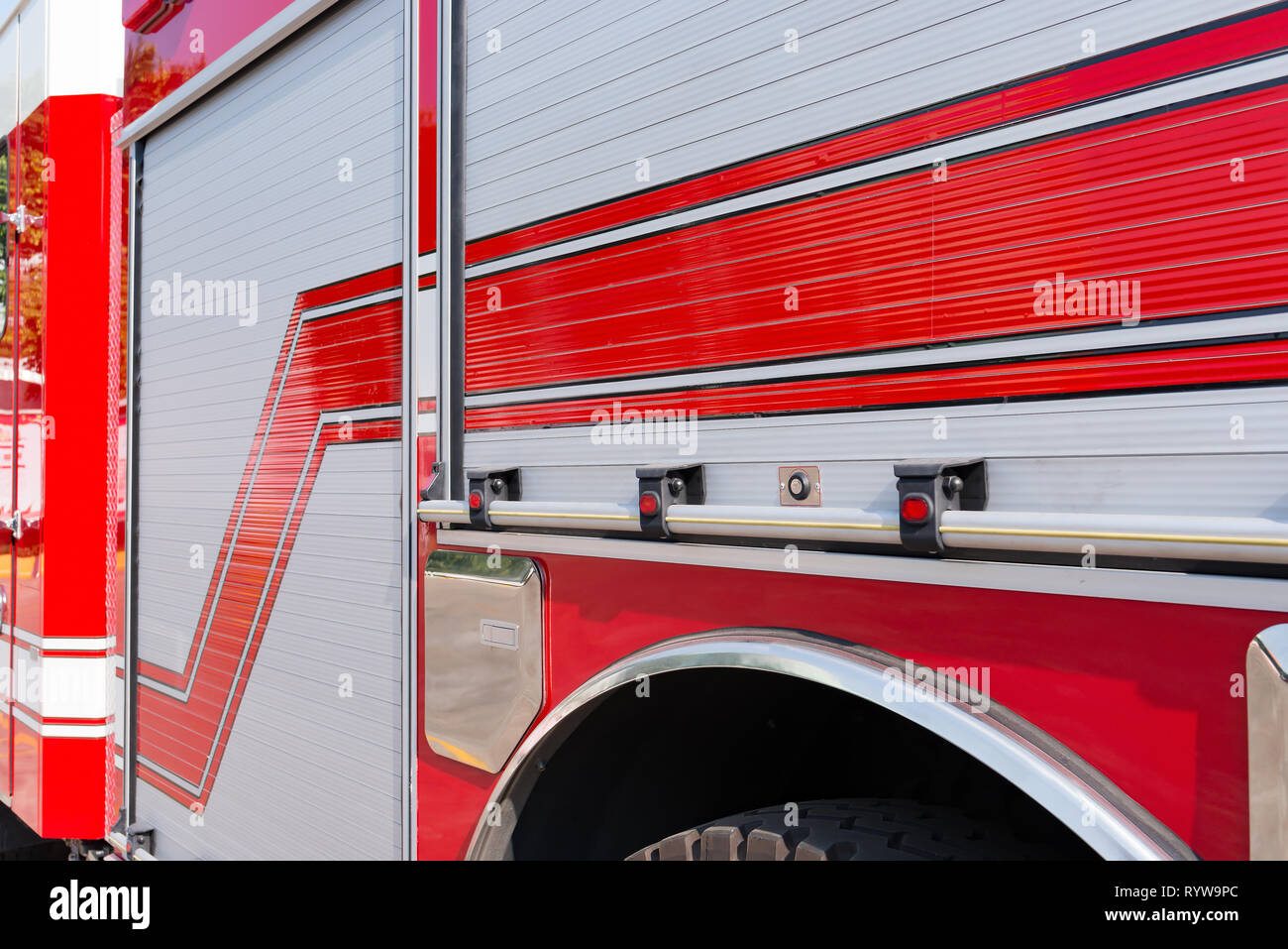 side of a fire truck in outdoor Stock Photo - Alamy
