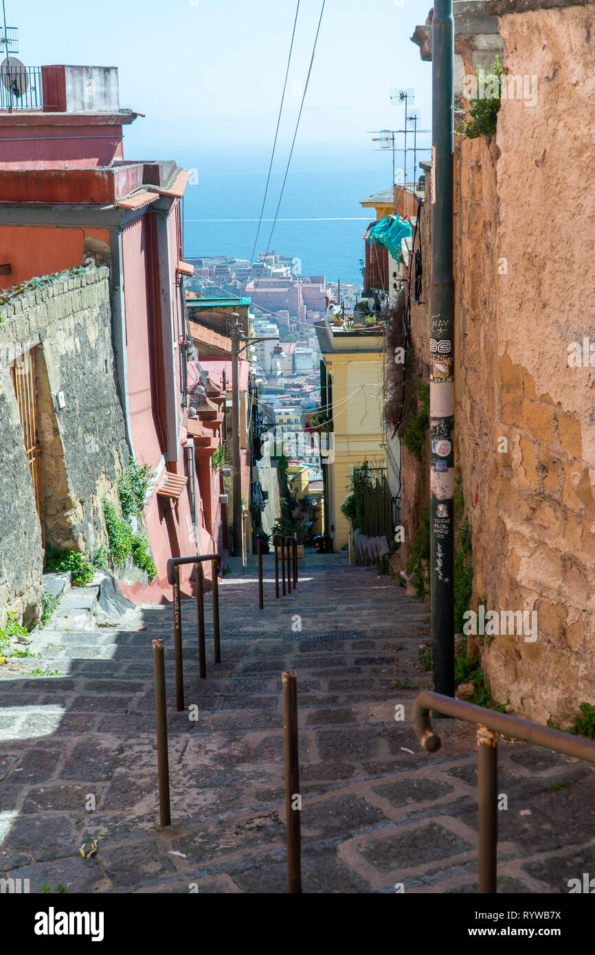 amazing view in one of the ramp of the Scalinata del Petraio, Vomero,  Naples Stock Photo - Alamy
