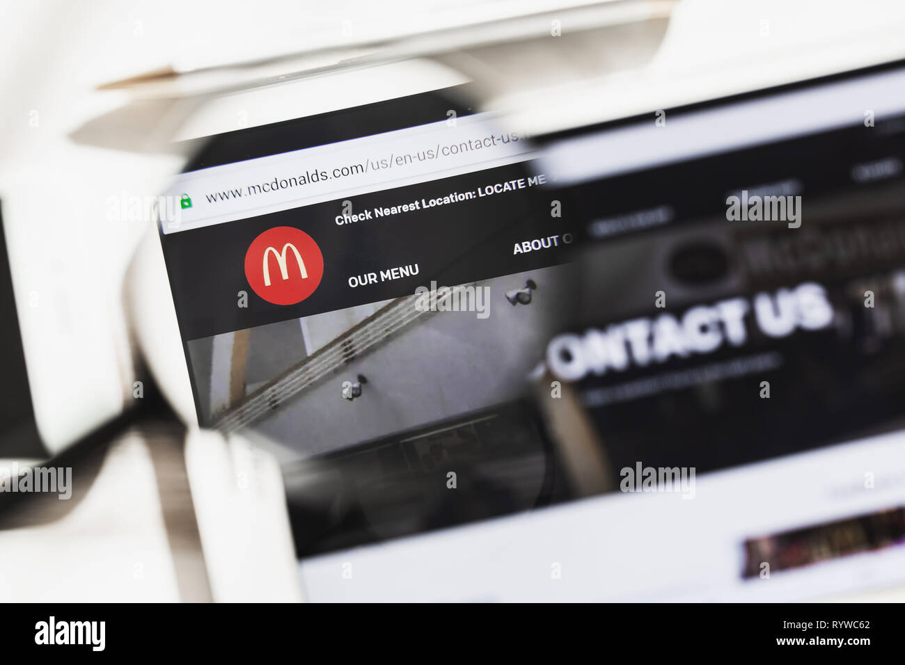 San Bernardino California Usa March 16 2019 Mcdonald S Corporation Mcdonald Official Website Homepage Under Magnifying Glass Concept Mcdonald Stock Photo Alamy