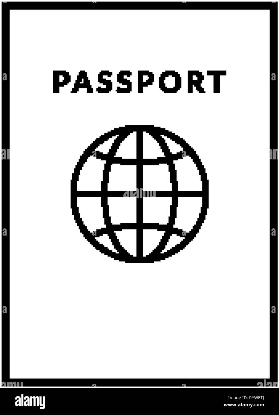 Isolated black thin line passport simple icon Stock Vector