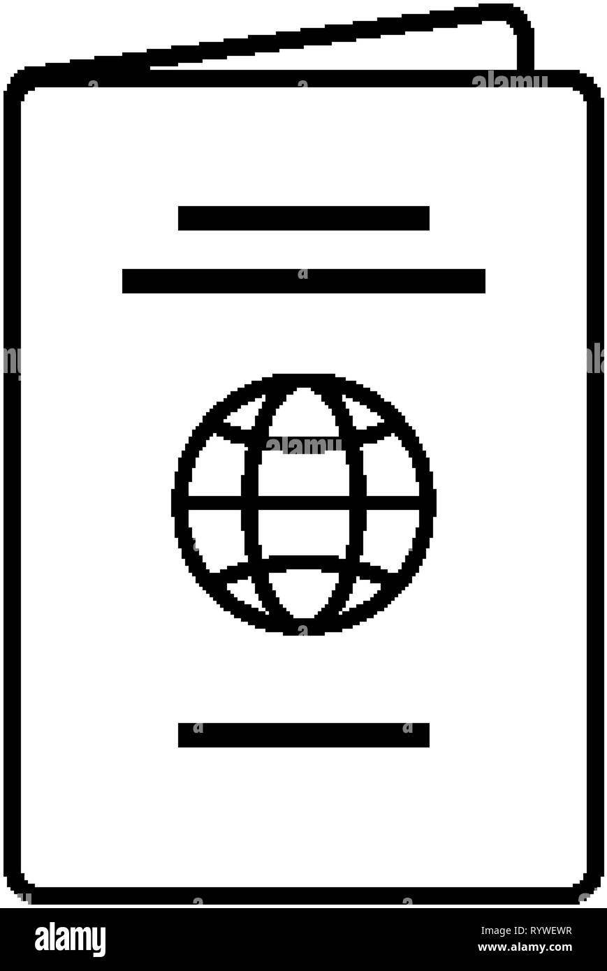 Isolated black thin line passport simple icon Stock Vector
