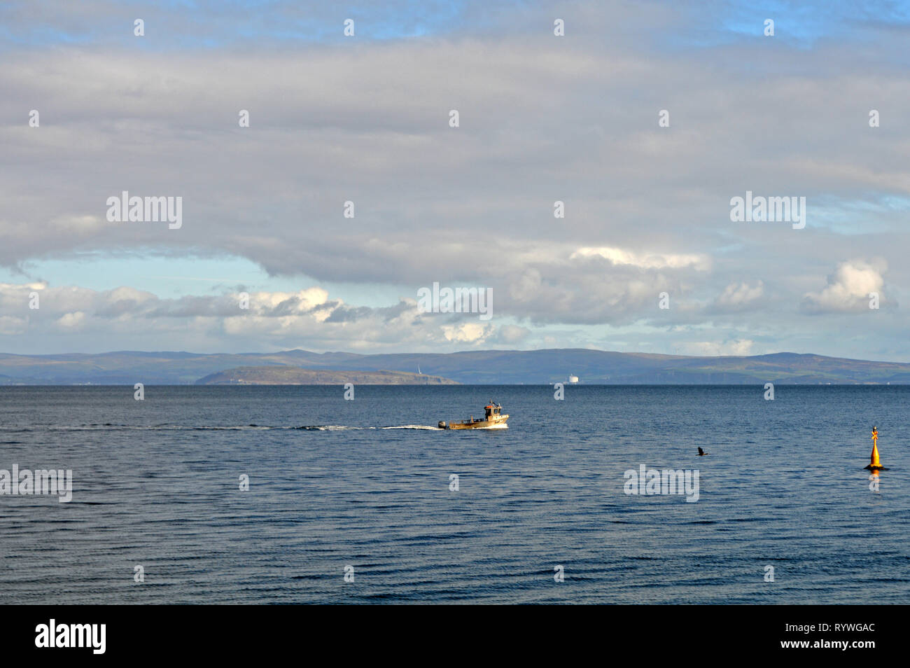 Fishing boat of the coast of Corrie Isle of Arran Stock Photo