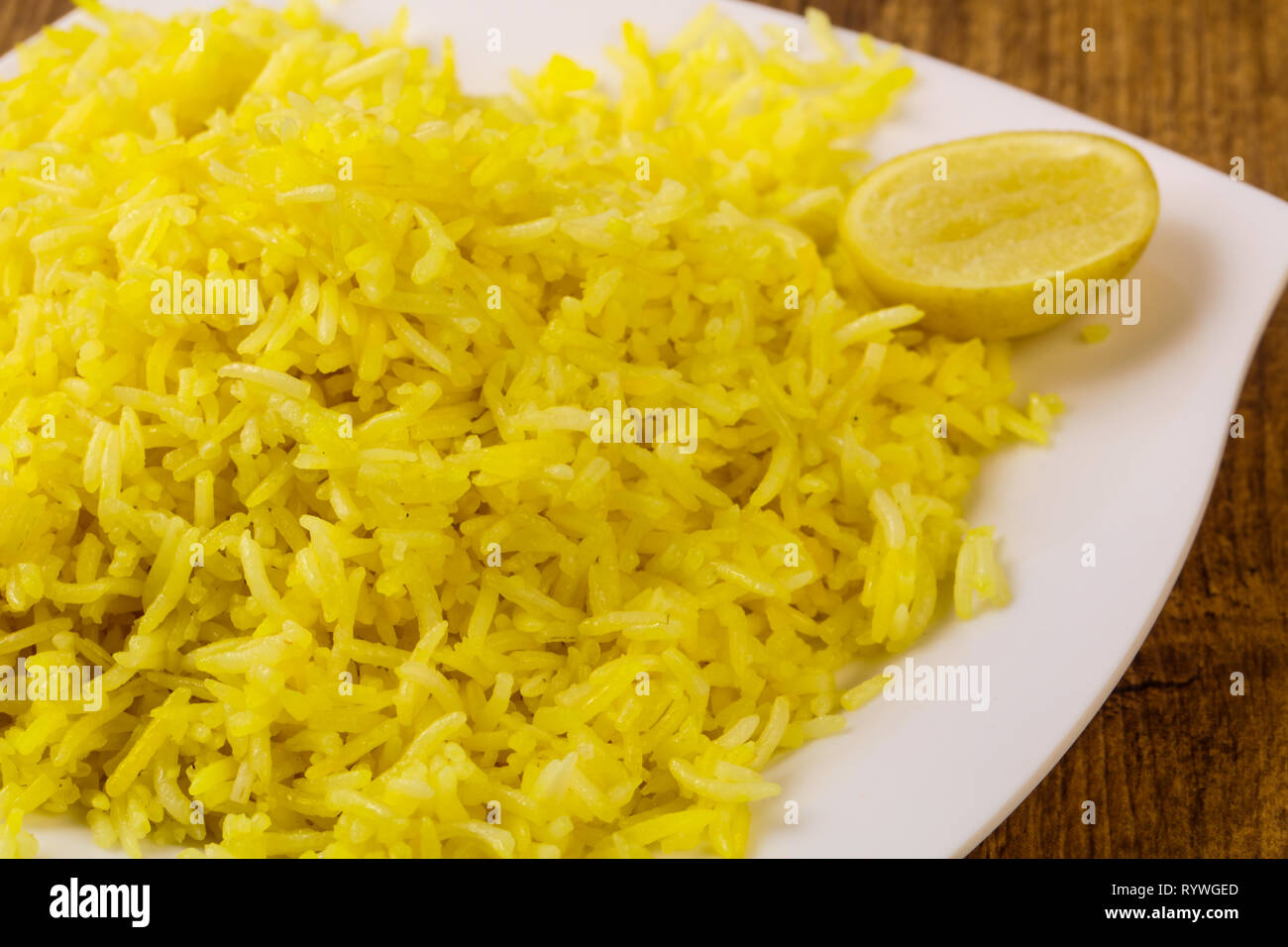 Yellow Rice India Indian traditional cuisine - Yellow Rice with Lime Stock Photo - Alamy