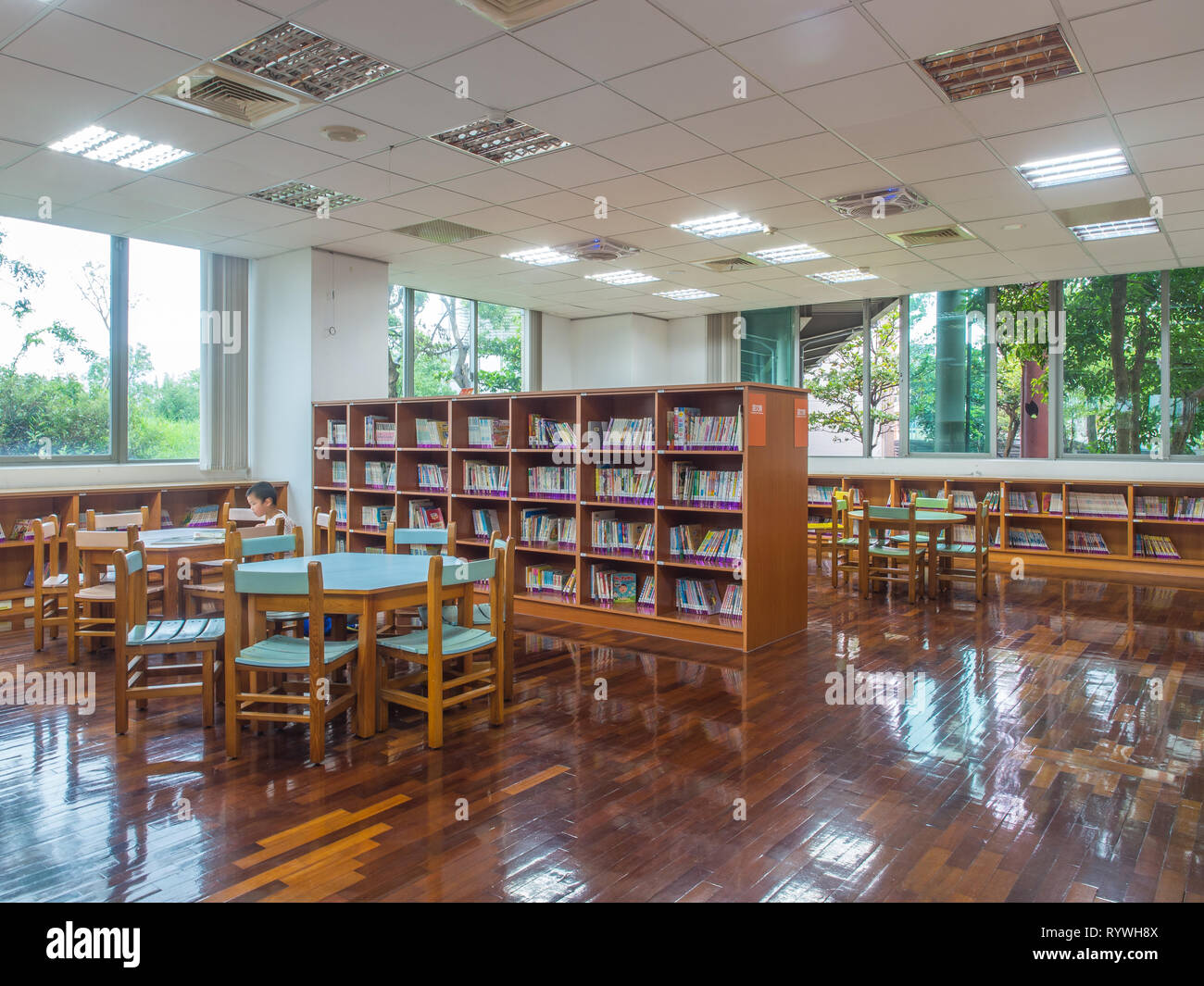 Yilan, Taiwan - October 14, 2016: Large rooms at the public library Stock Photo