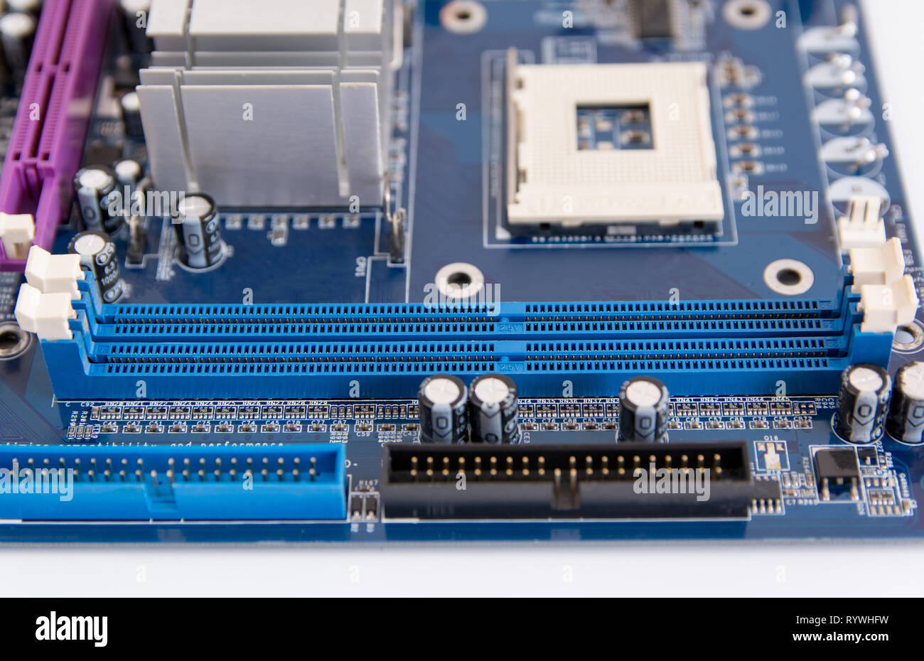 close up of RAM connector slot on PC motherboard Stock Photo Alamy