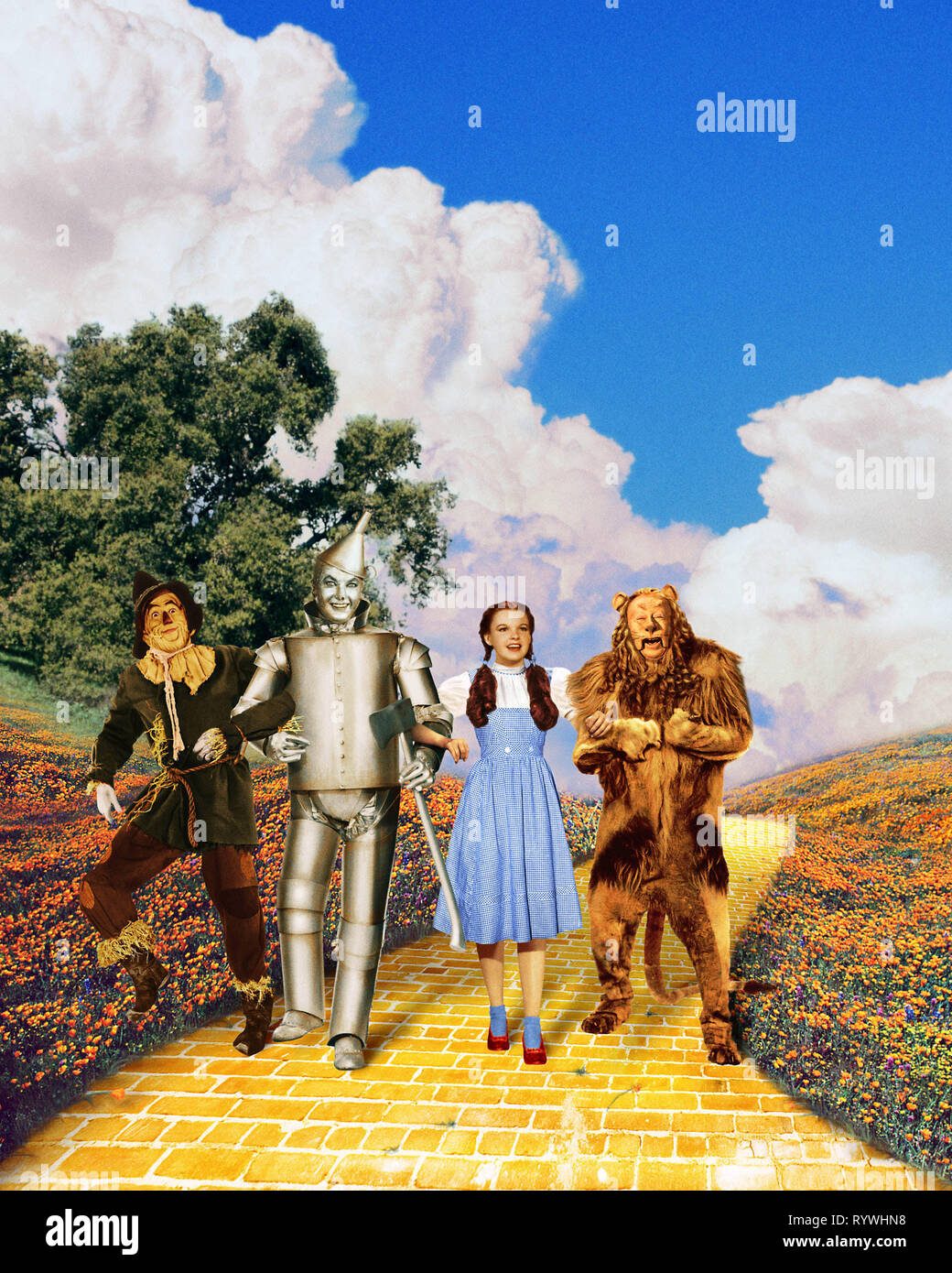 BOLGER,HALEY,GARLAND,LAHR, THE WIZARD OF OZ, 1939 Stock Photo