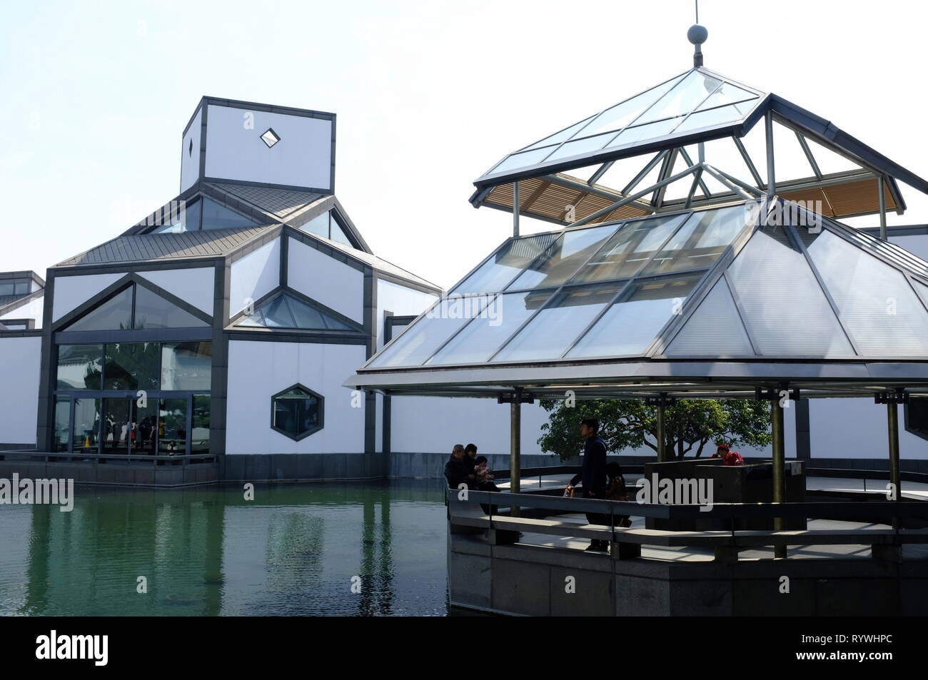 Suzhou Museum with Museum Garden and pavilion designed by architect I.M.Pei. Suzhou.Jiangsu Province.China Stock Photo