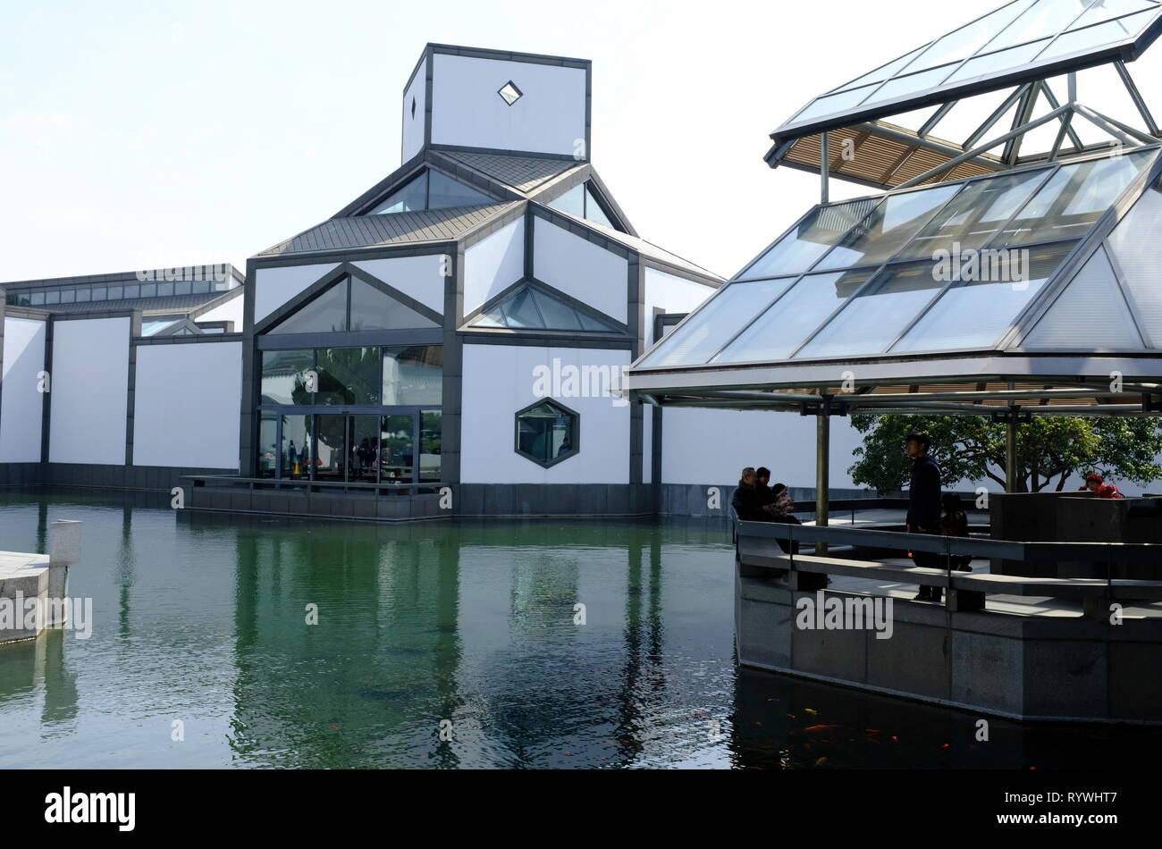 Suzhou Museum with Museum Garden and pavilion designed by architect I.M.Pei. Suzhou.Jiangsu Province.China Stock Photo