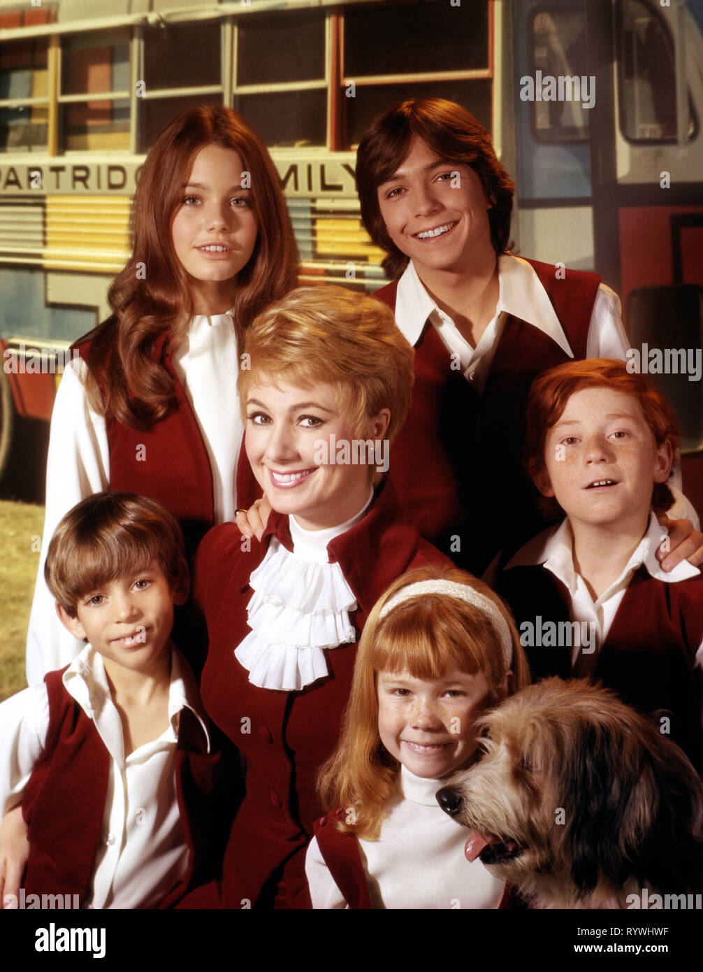 SUSAN DEY, DAVID CASSIDY, JEREMY GELBWAKS, SHIRLEY JONES, SUZANNE CROUGH,DANNY BONADUCE, THE PARTRIDGE FAMILY, 1970 Stock Photo