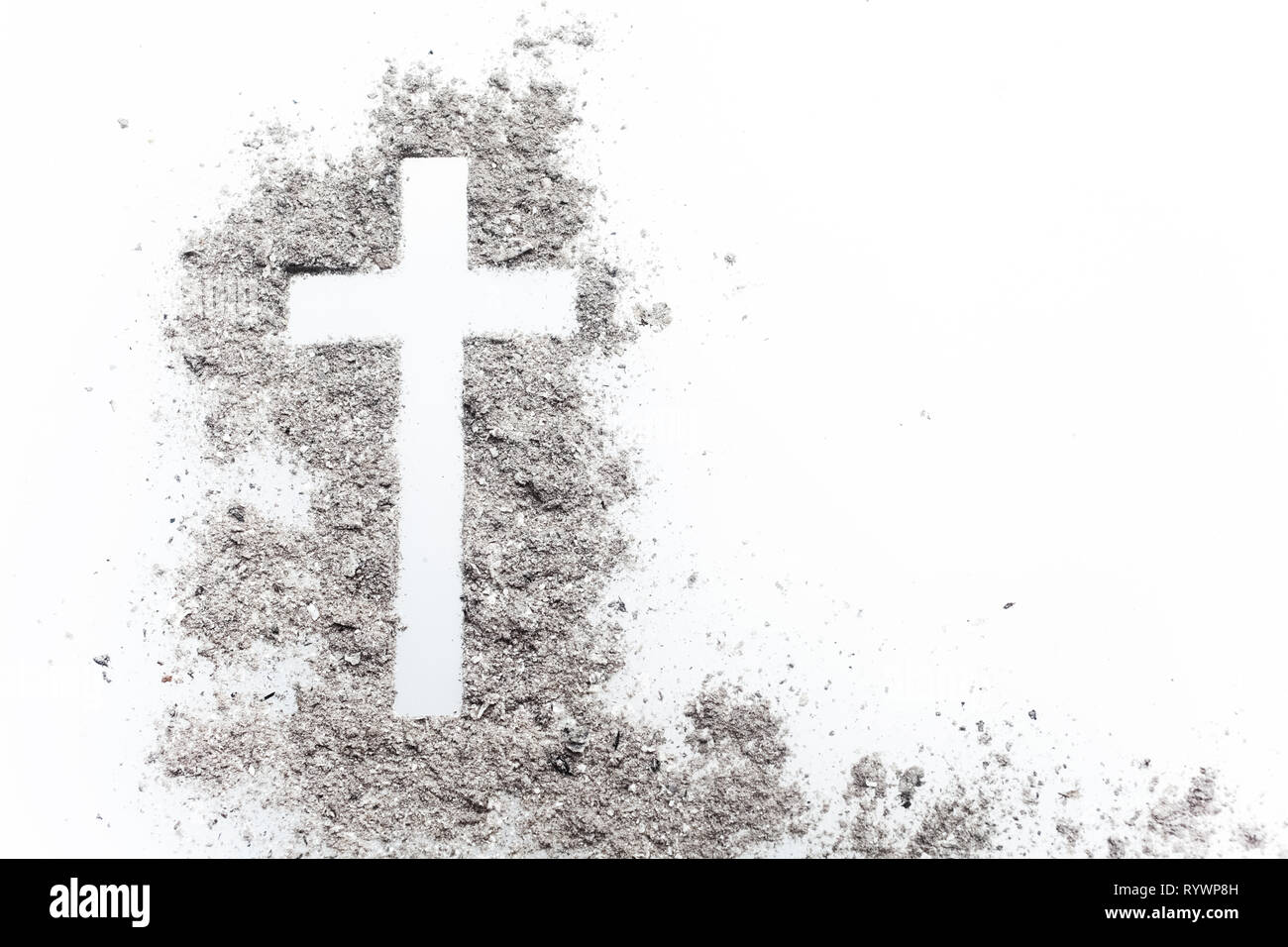 Ash wednesday cross, crucifix made of ash. Holiday, concept ...