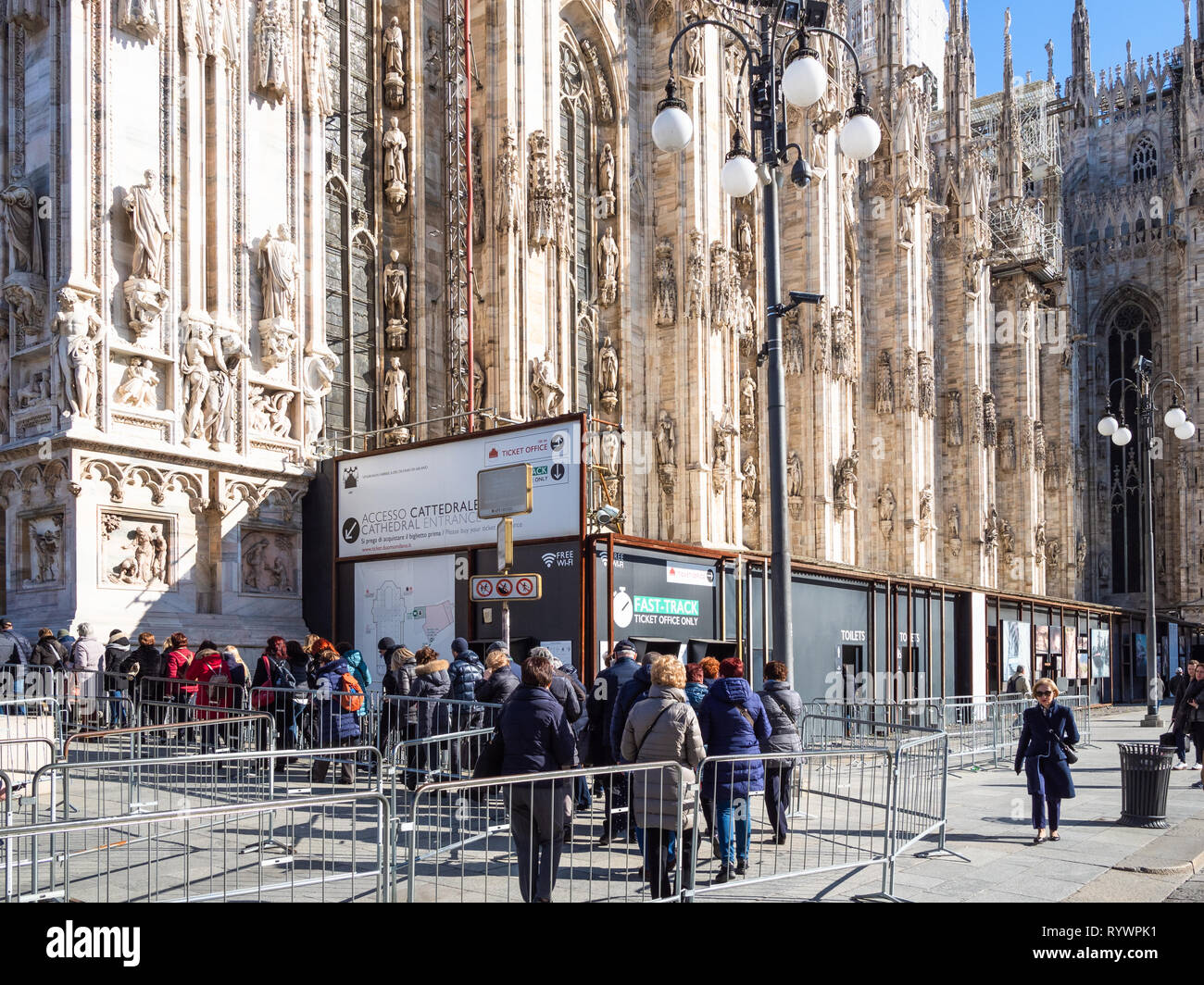 MILAN, ITALY - FEBRUARY 24, 2019: queue of tourists for entrance in ...