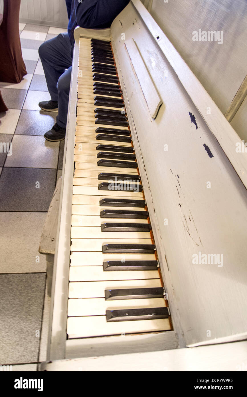 white and black keys, ebony and ivory, of the keyboard of the old piano Stock Photo Alamy