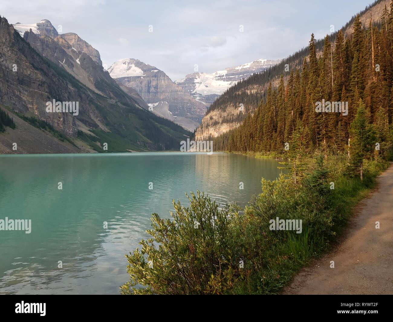 Panoramic views of the iconic Lake Louise in Banff National Park in the ...