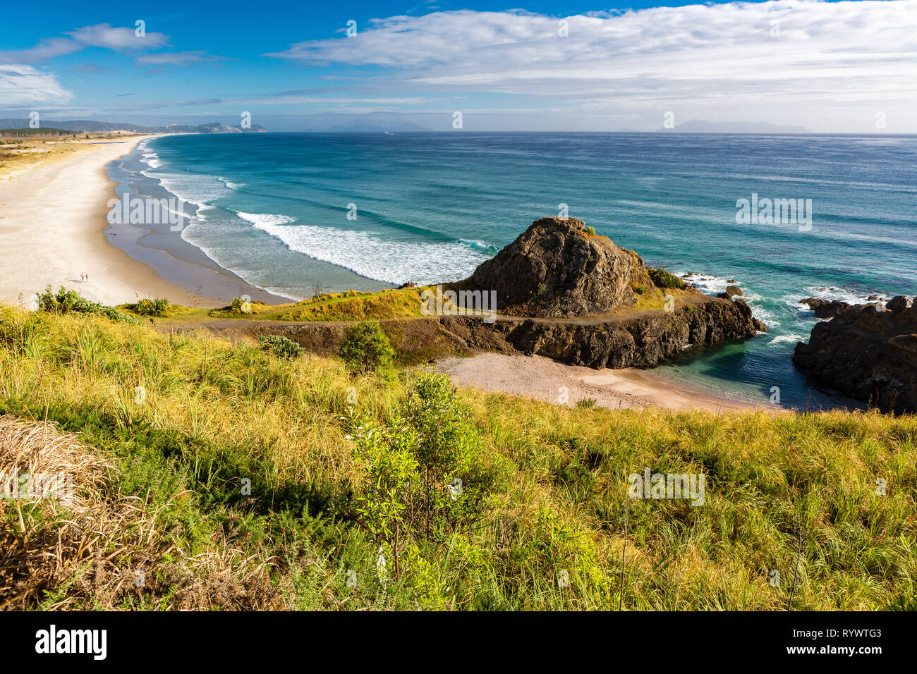 Scenic bay view from Arai Point Northland Beach New Zeland Stock Photo