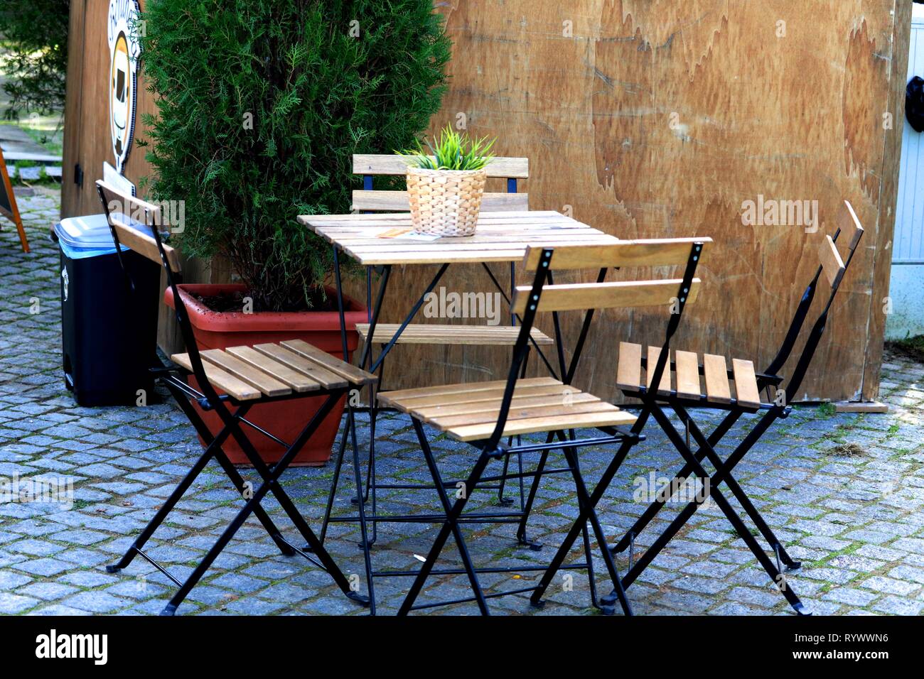 Outdoor cafe furniture Stock Photo Alamy
