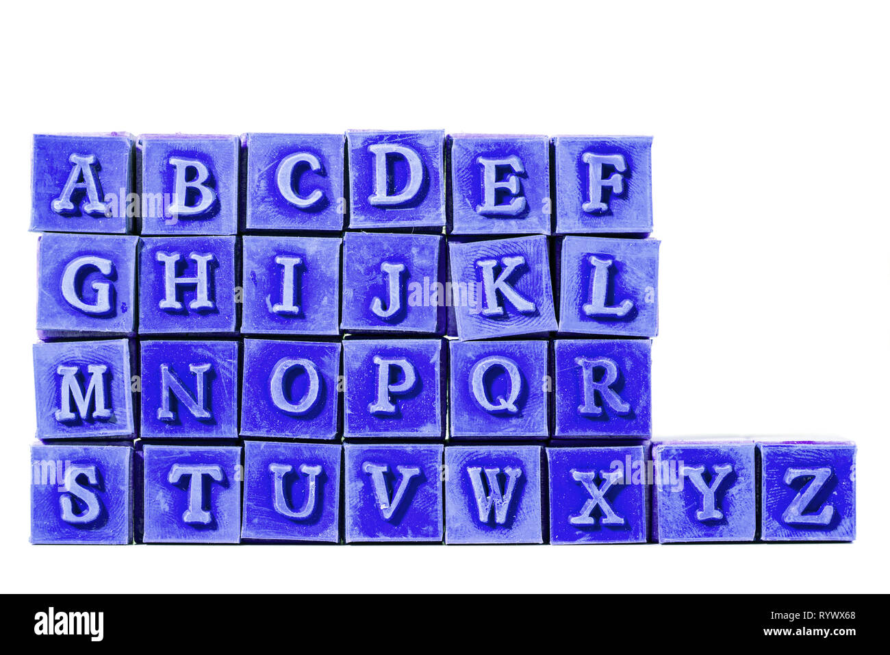 rubber stamps with wooden handle. the alphabet Stock Photo Alamy