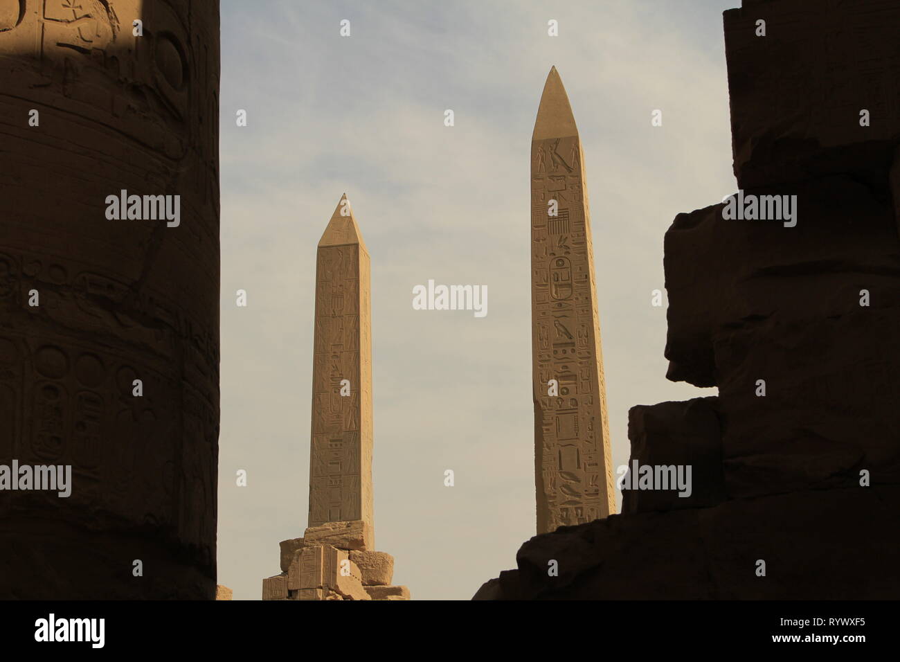Obelisks at the Karnak Temple Complex, Luxor, Egypt Stock Photo