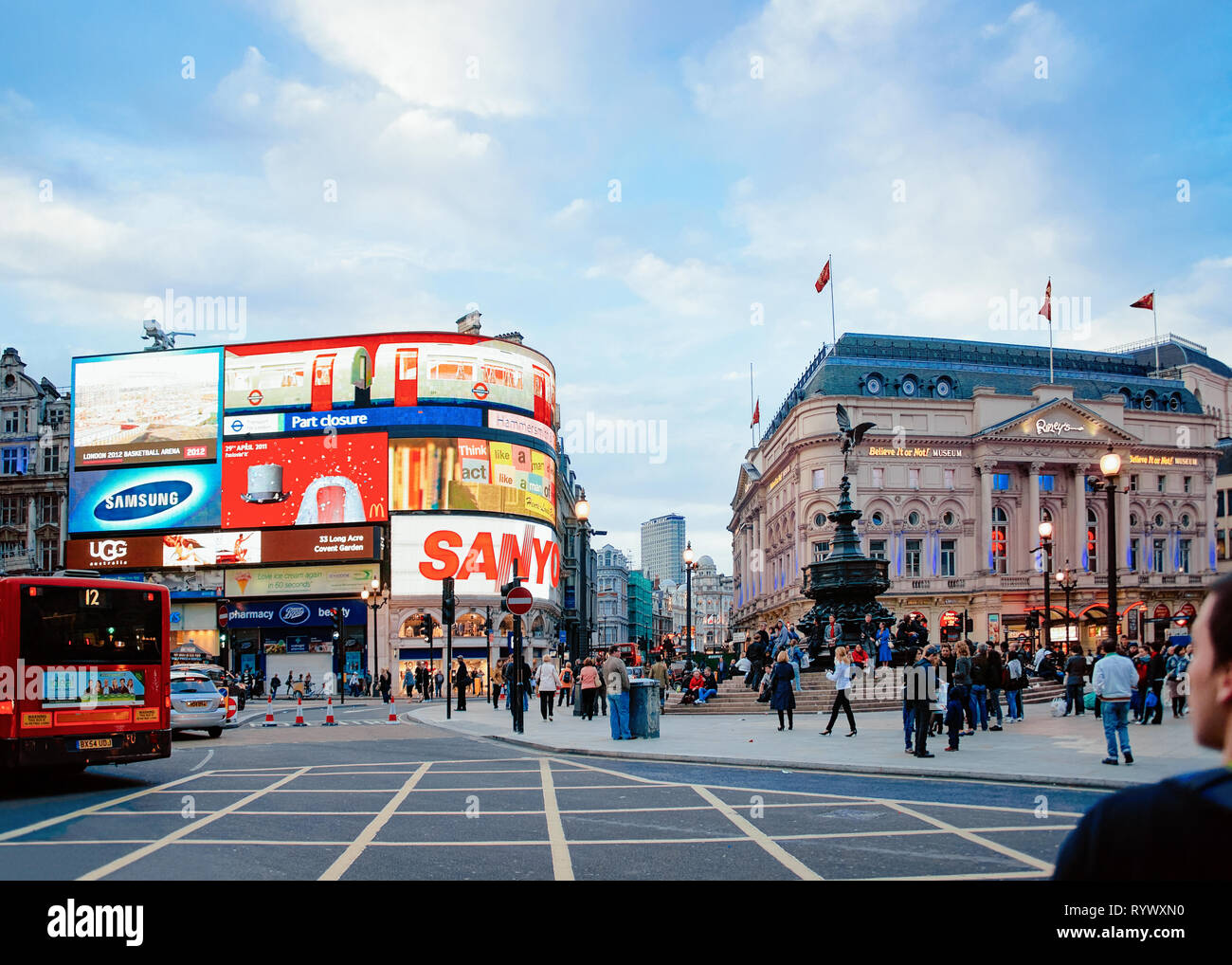 Old Red Bus Piccadilly Circus Stock Photos Old Red Bus