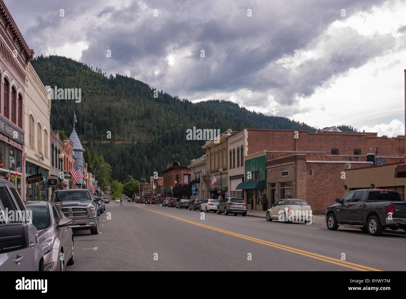 Downtown / Main Street of Wallace, Idaho, a silver mining community in