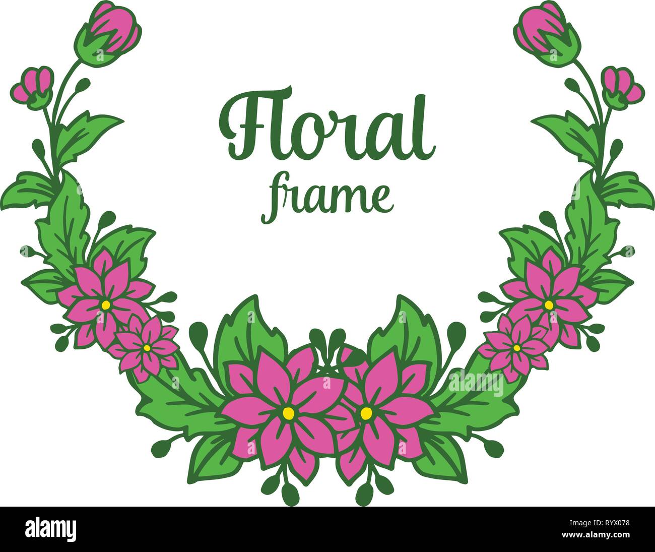 Vector illustration white background with template of floral frame hand ...