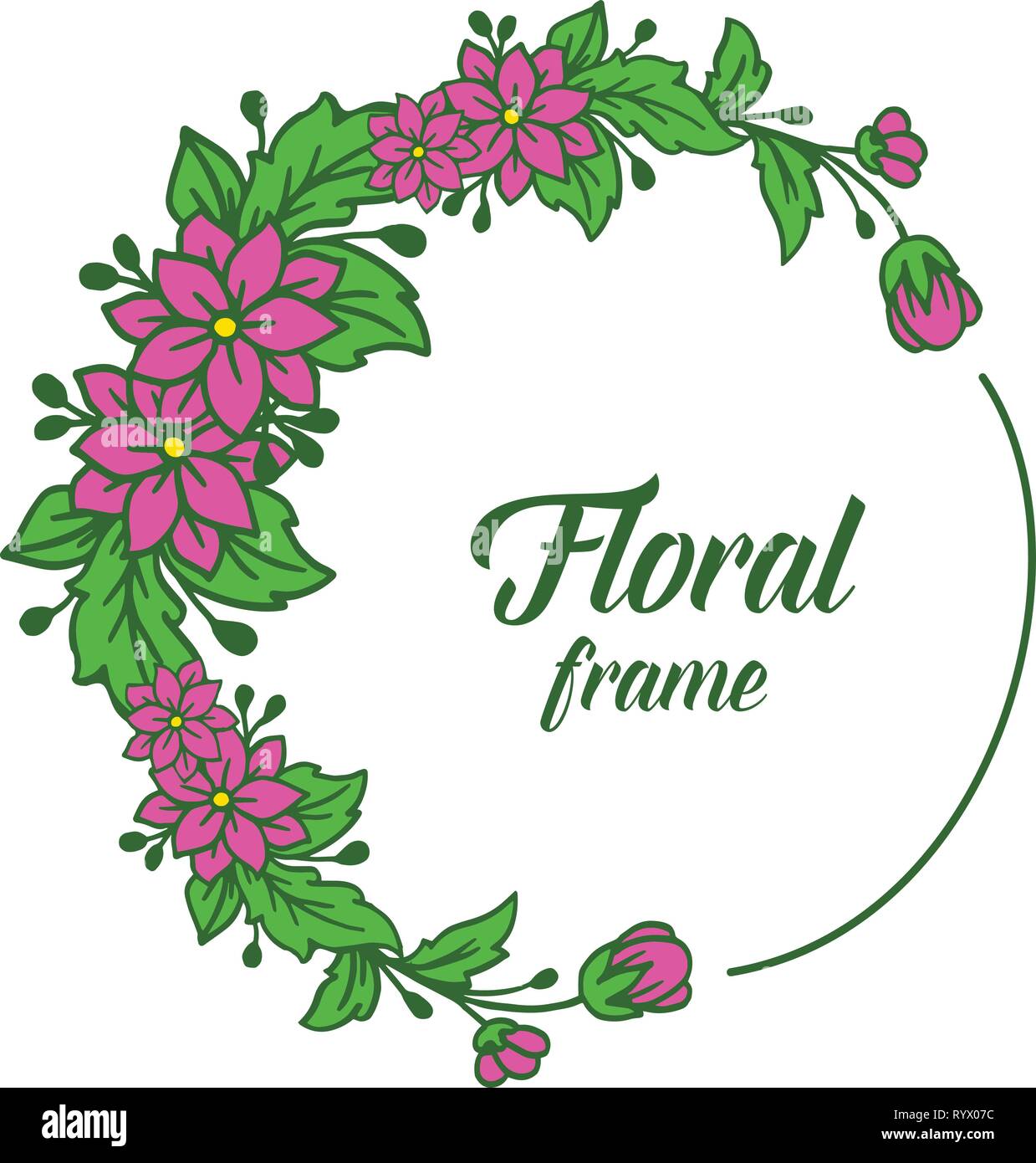 Vector illustration white background with template of floral frame hand ...