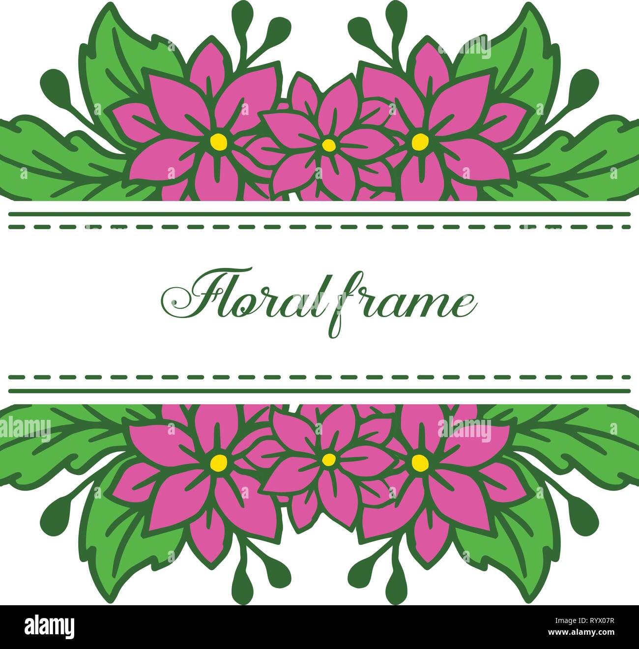 Vector illustration white background with template of floral frame hand ...