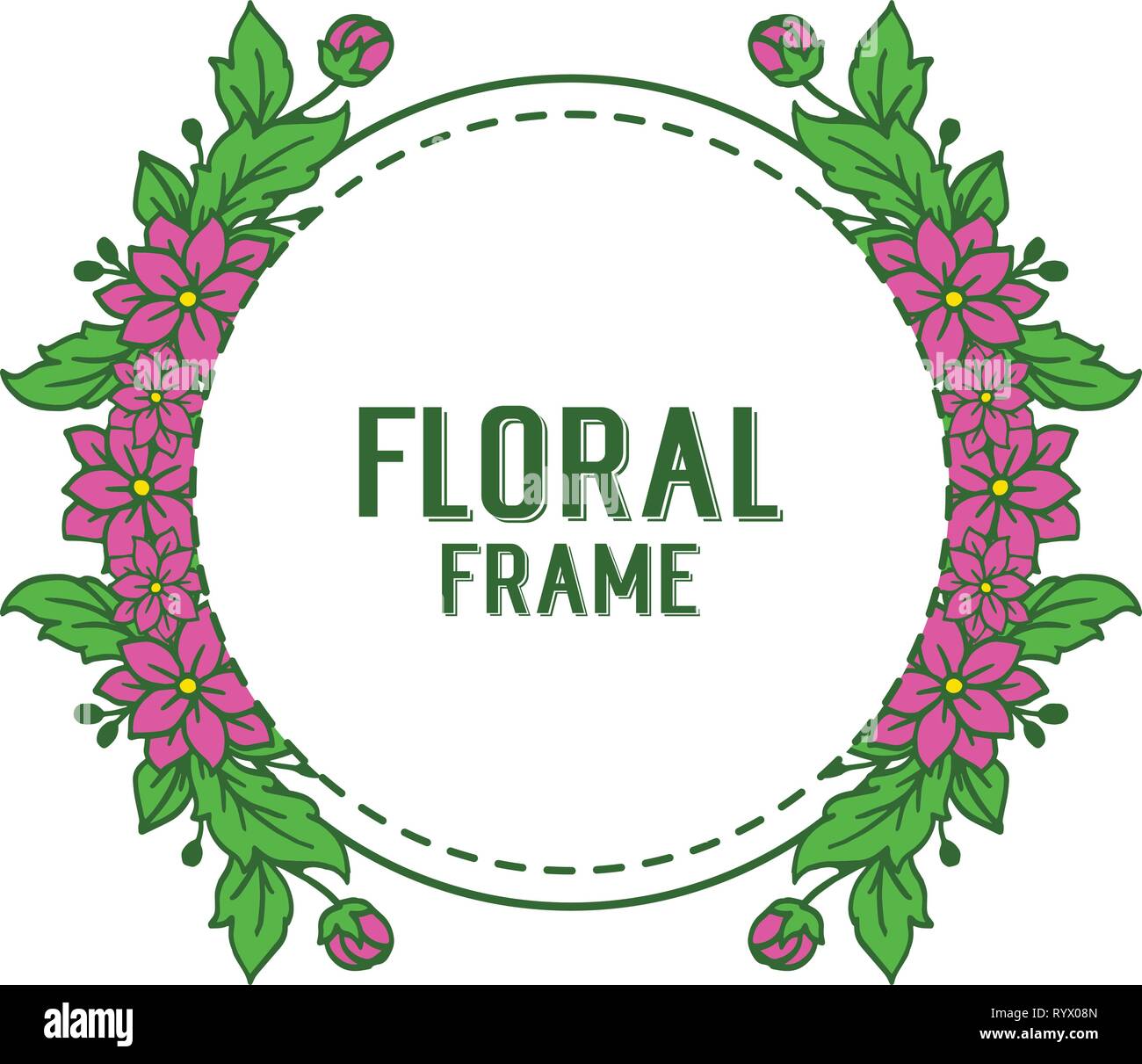 Vector illustration purple floral frame with invitation card hand drawn ...