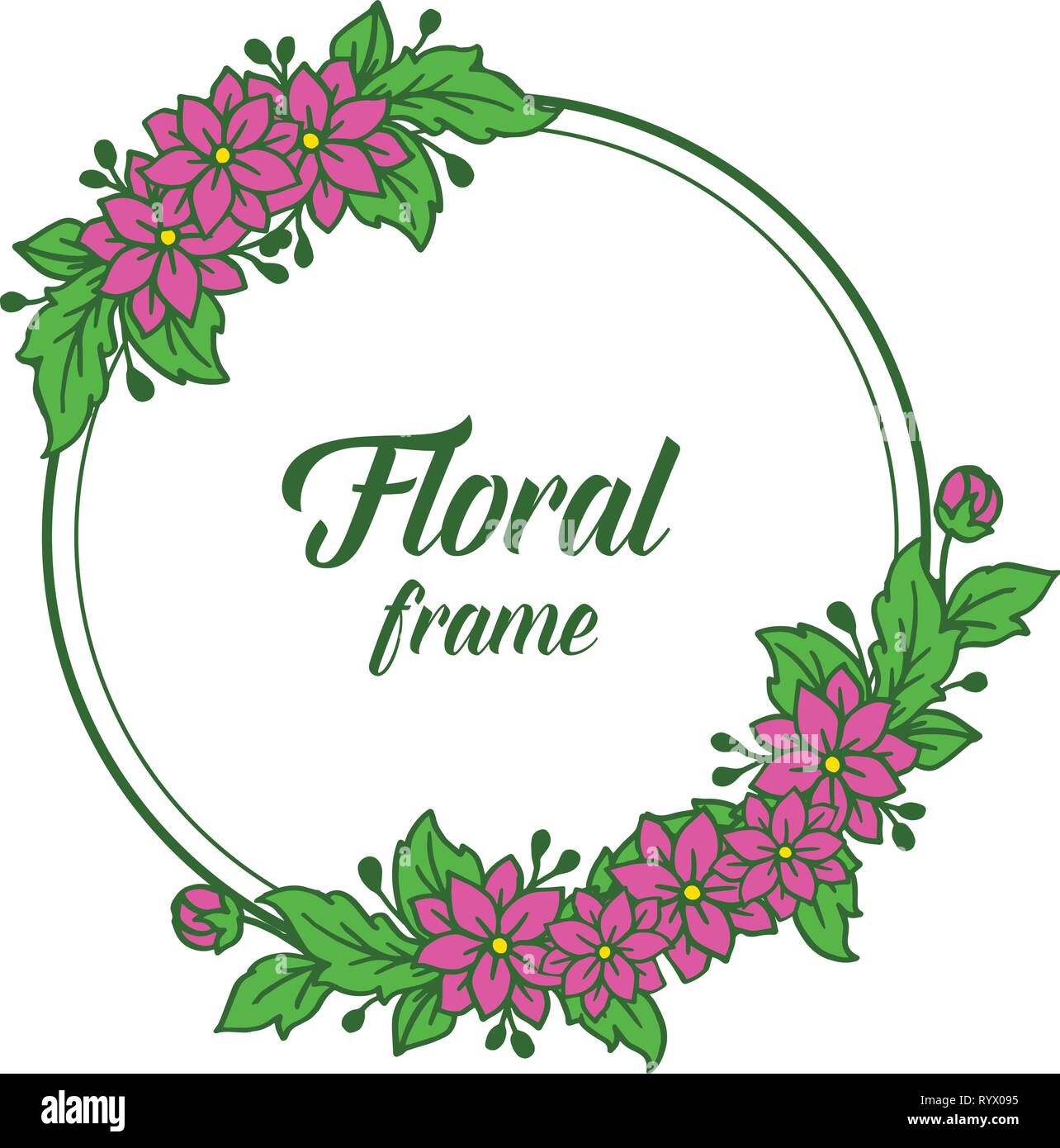 Vector illustration purple floral frame with invitation card hand drawn ...