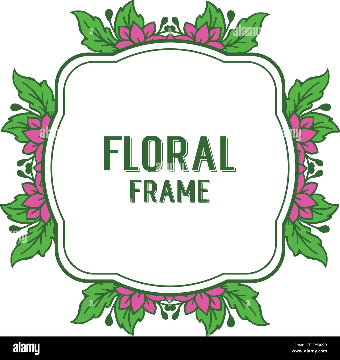 Vector illustration purple floral frame with invitation card hand drawn ...
